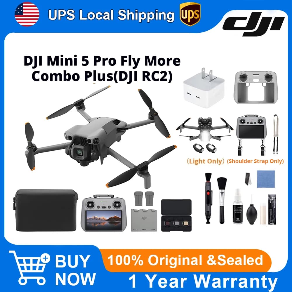DJI Drone with a Camera DJI Mini 5 Pro Fly More Combo Plus Drone 4K Professional Imaging for Vlog and Travel with Optional Accessories 3 Batteries All-Round Obstacle Sensing