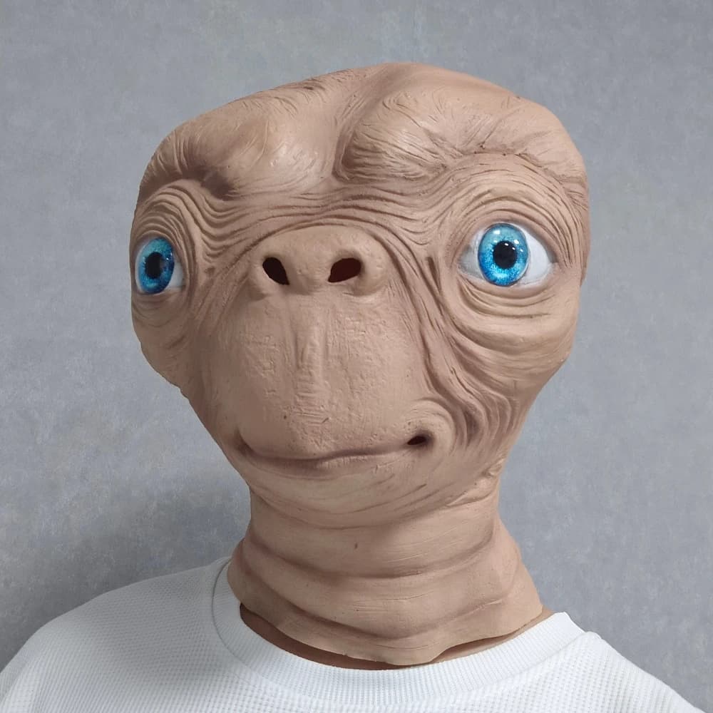 ET Alien Latex Mask Halloween Carnival Party Movie E.T. the Extra-Terrestrial Realistic Cosplay Creepy E.T. Alien Full Head Mask
