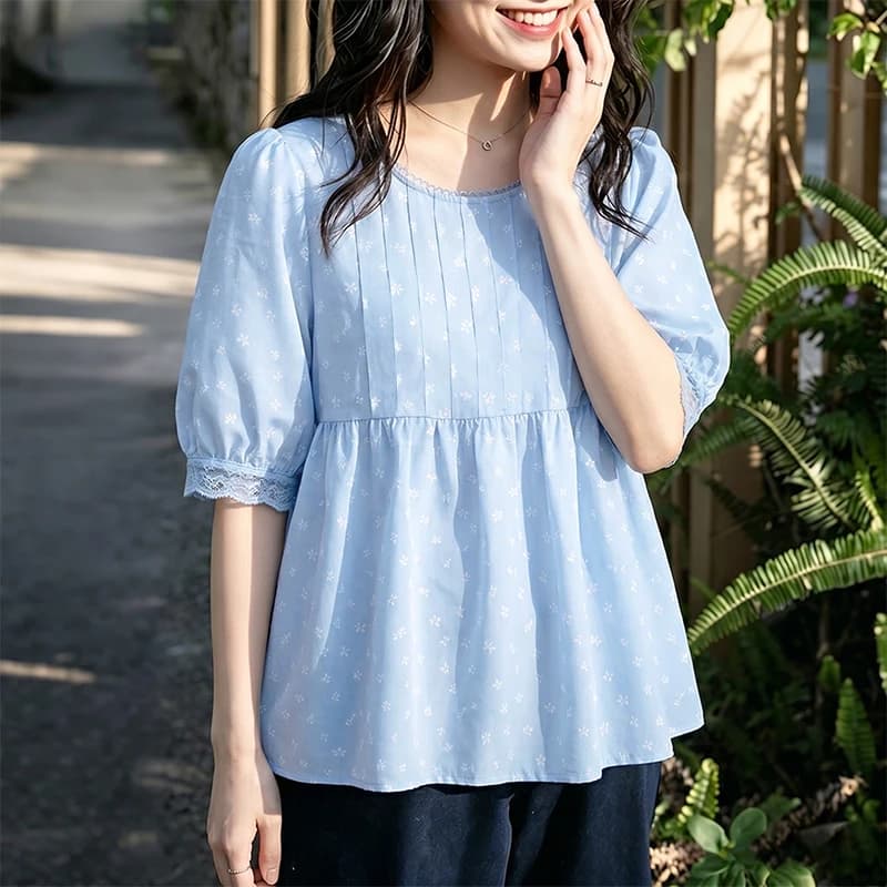 ZANZEA Lace Patchwork Blusas Floral Print Blouse Tops Women Lantern Sleeve Loose Tunics Casual Beach Blouses