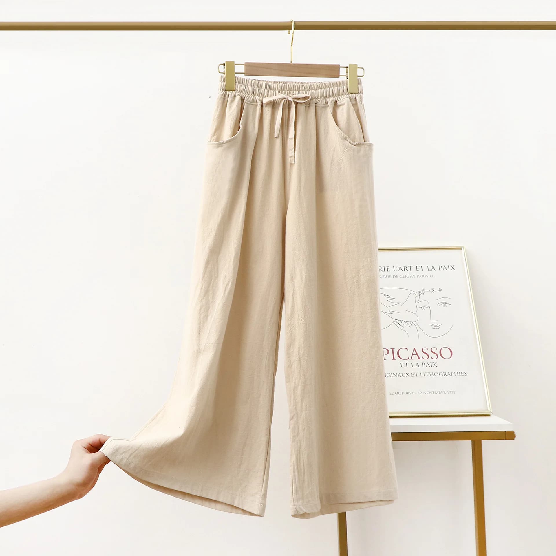 Pantalones De Mujer New Cotton Linen Pajama Pants For Women Wide Leg Trousers Female Sleepwear Spring Summer Autumn Home Pant