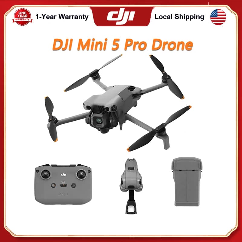 DJI Mini 5 Pro Camera Drones ActiveTrack 360° Ultra-Light Foldable with 1-Inch CMOS 4K Camera Drone Omnidirectional Obstacle Sensing 225° Gimbal 20km Transmission With Mini 5 Pro Accessories for Beginners