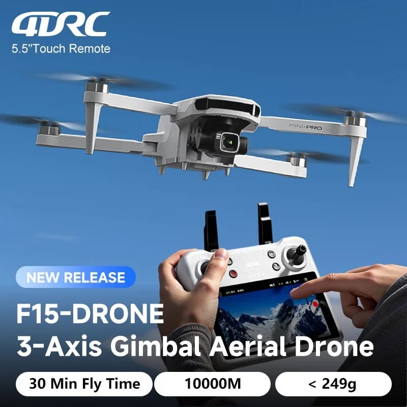 4DRC F15 8K Camera Drone with 3-Axis Gimbal, 240g Foldable Quadcopter, 30min Flight,GPS Smart Follow, Brushless Motor RC Dron