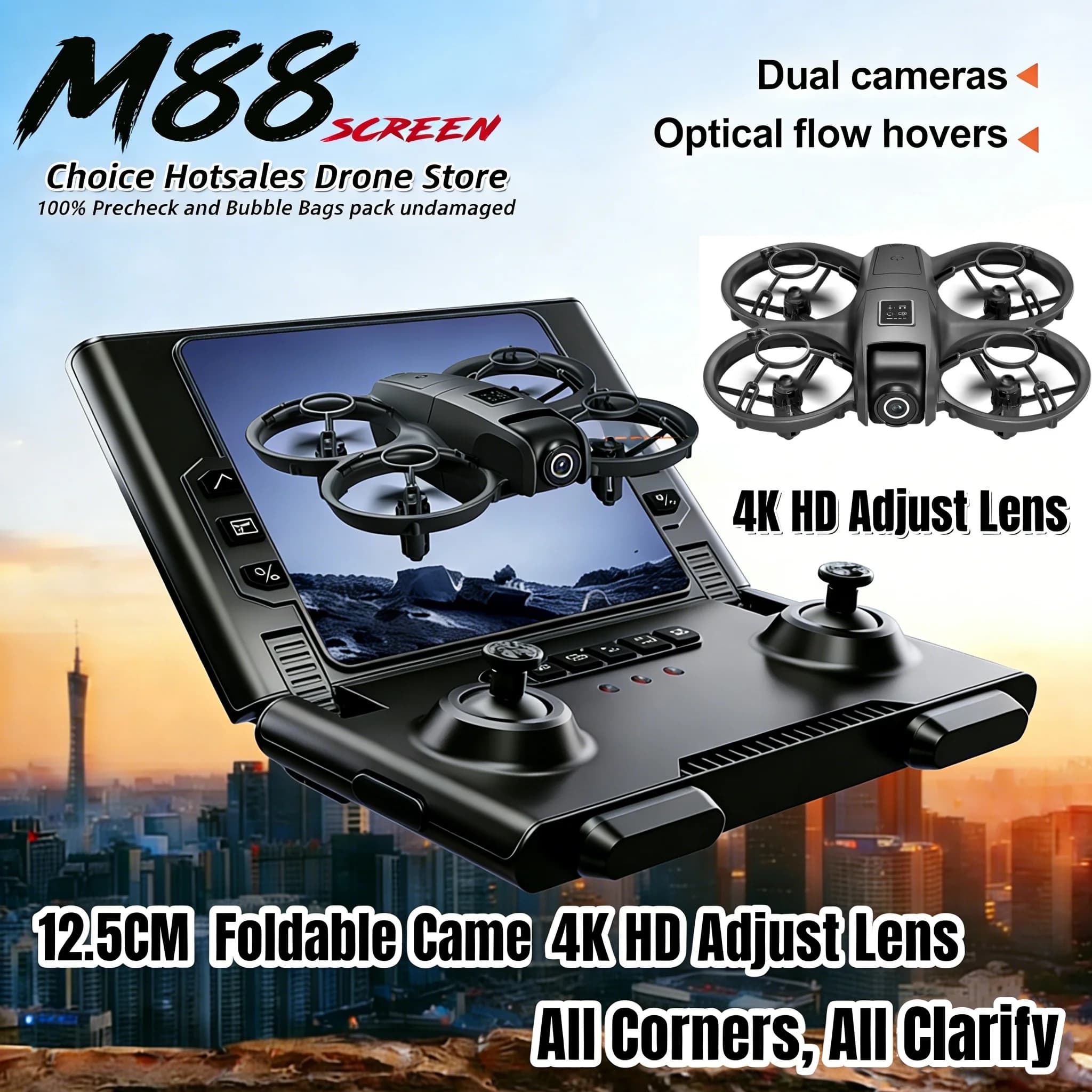 M88 Pro Drone 2026 New 8K Mini 4.5" Folding Remote Control with Obstacle Avoidance High Definition Aerial Photography Aircraft