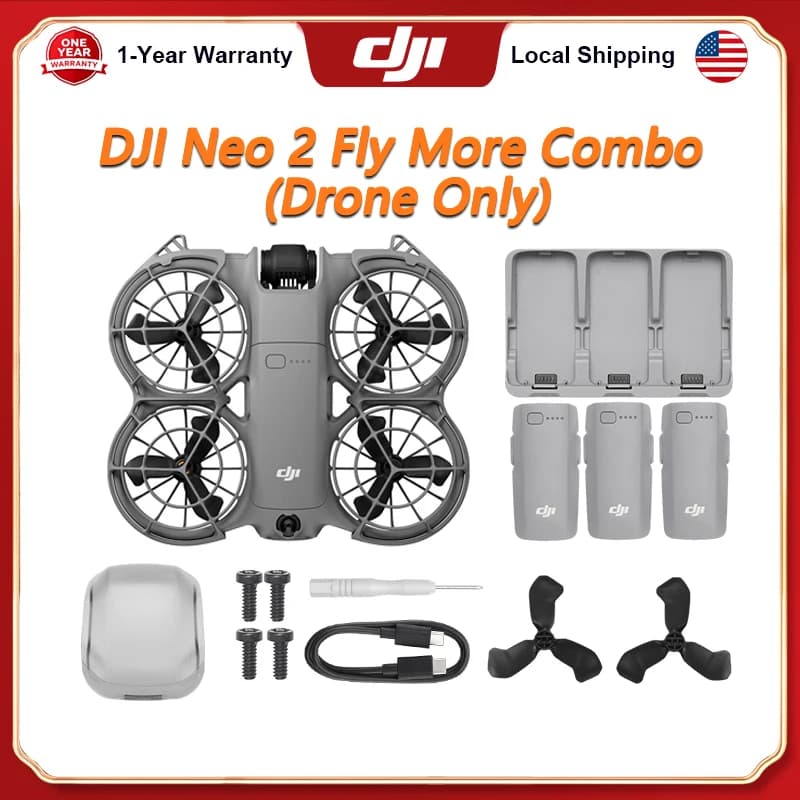 DJI Neo 2 4K Drones With Camera Palm Takeoff & Landing Gesture Control Smooth Reliable Tracking 12m/s Faster Tracking Speed Lightweight Foldable Mini Drone All-Around Safety & Flexible Flight With 3 Batteries