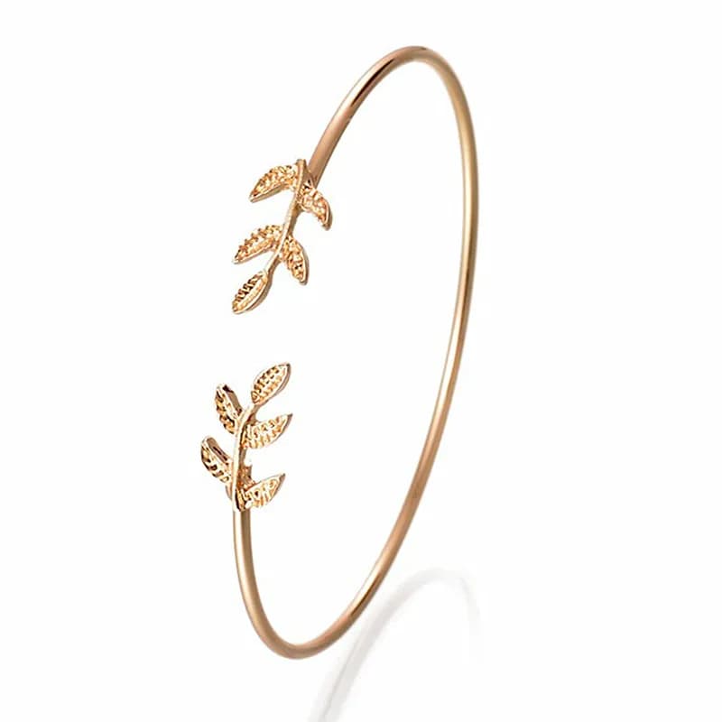 Nuevas pulseras de hoja para mujer, brazalete abierto con personalidad Punk, pulseras femeninas, joyería de mano pequeña