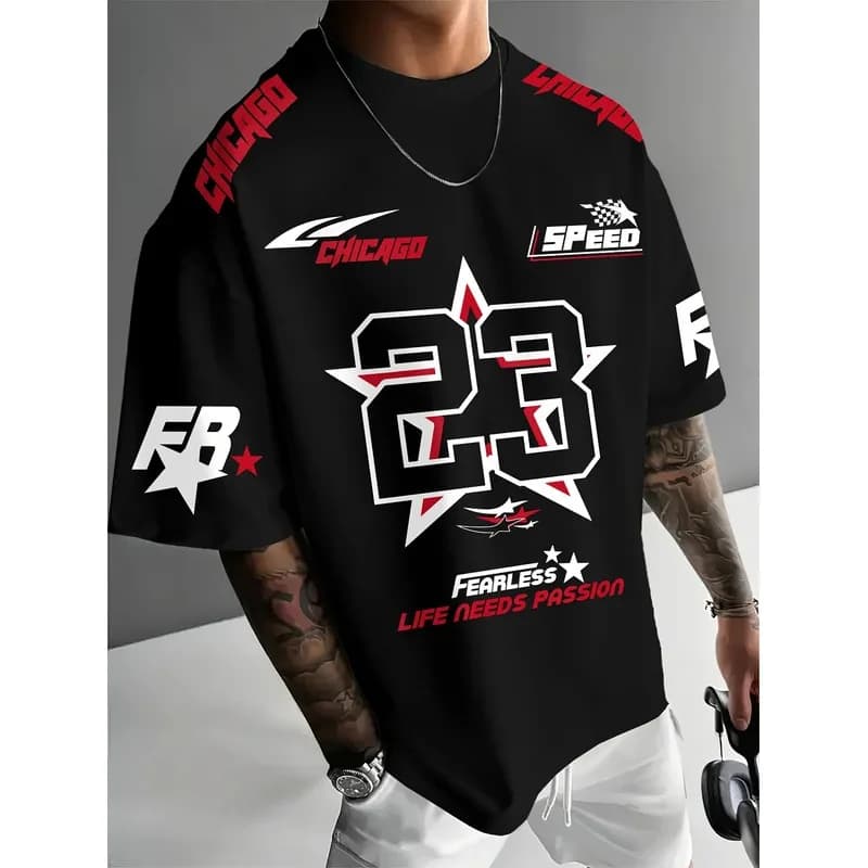 NOVEDAD DE VERANO 2025, camiseta deportiva para hombre, camisa Digital estampada Chicago 23, camiseta deportiva informal para hombre