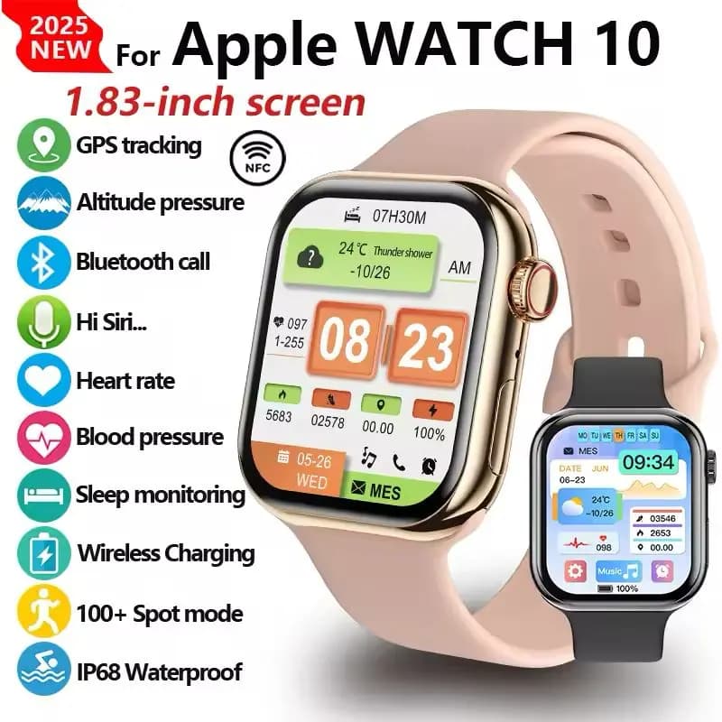 Reloj Inteligente Serie 10 2026 con GPS, Memoria, Música, Video, Llamadas Bluetooth, Monitor de Ritmo Cardíaco, Resistente al Agua, NFC, para Apple y Android