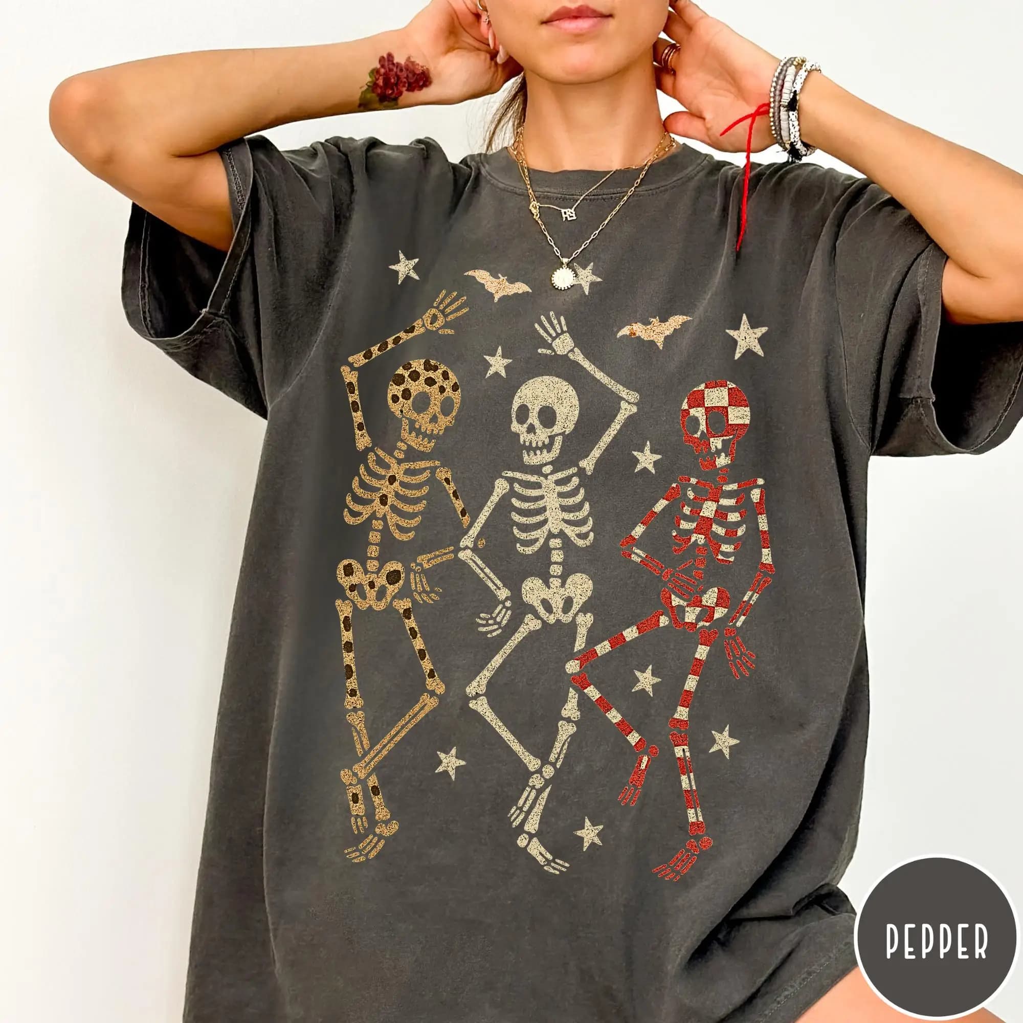 Camiseta de Halloween con Esqueletos Bailarines, Divertida Camiseta de Halloween, Camiseta de Esqueletos, Camiseta de Feliz Halloween