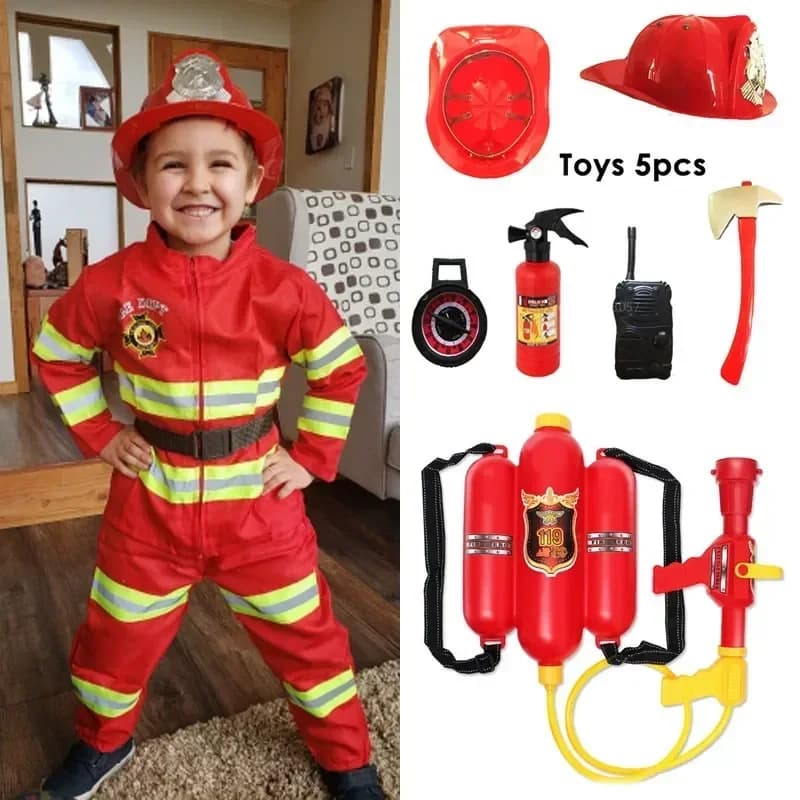 Niños bombero Halloween Cosplay uniforme juguetes niños Sam bomberos ropa de trabajo de rol traje niño niña actuación disfraces de fiesta