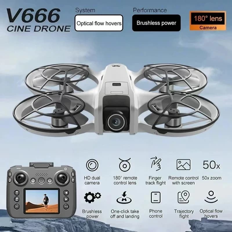 Dron Original MINI V666 4K Profesional con WIFI 5G, Evitación de Obstáculos, Motor sin Escobillas, Modo sin Cabeza, Quadcopter RC de Juguete