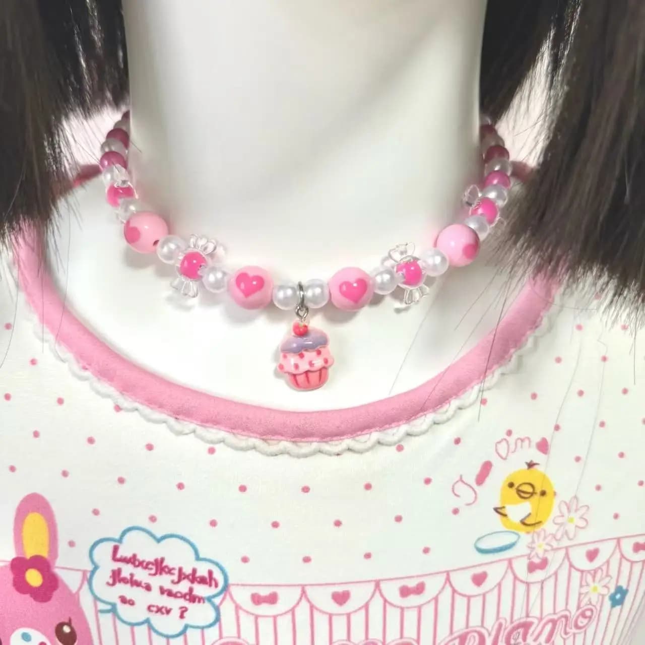 2 piezas/juego de collar y pulsera de perlas con diseño de animales de dibujos animados, color rosa, para niños, regalo infantil.