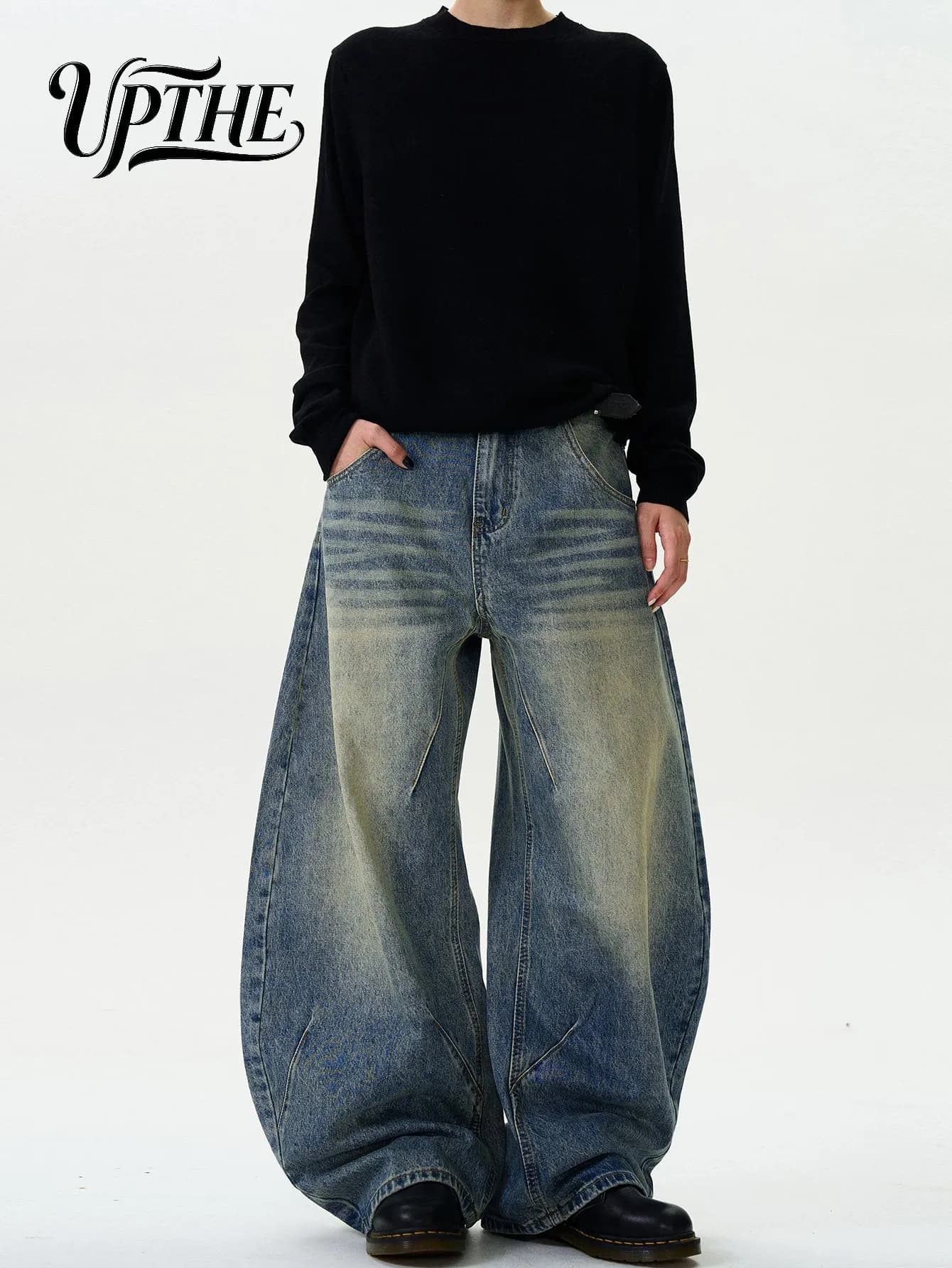 Pantalones Vaqueros Anchos y Holgados Estilo Vintage para Hombre, Pantalones de Mezclilla Holgados Estilo Y2K, Pantalones Retro Urbanos para Uso Diario