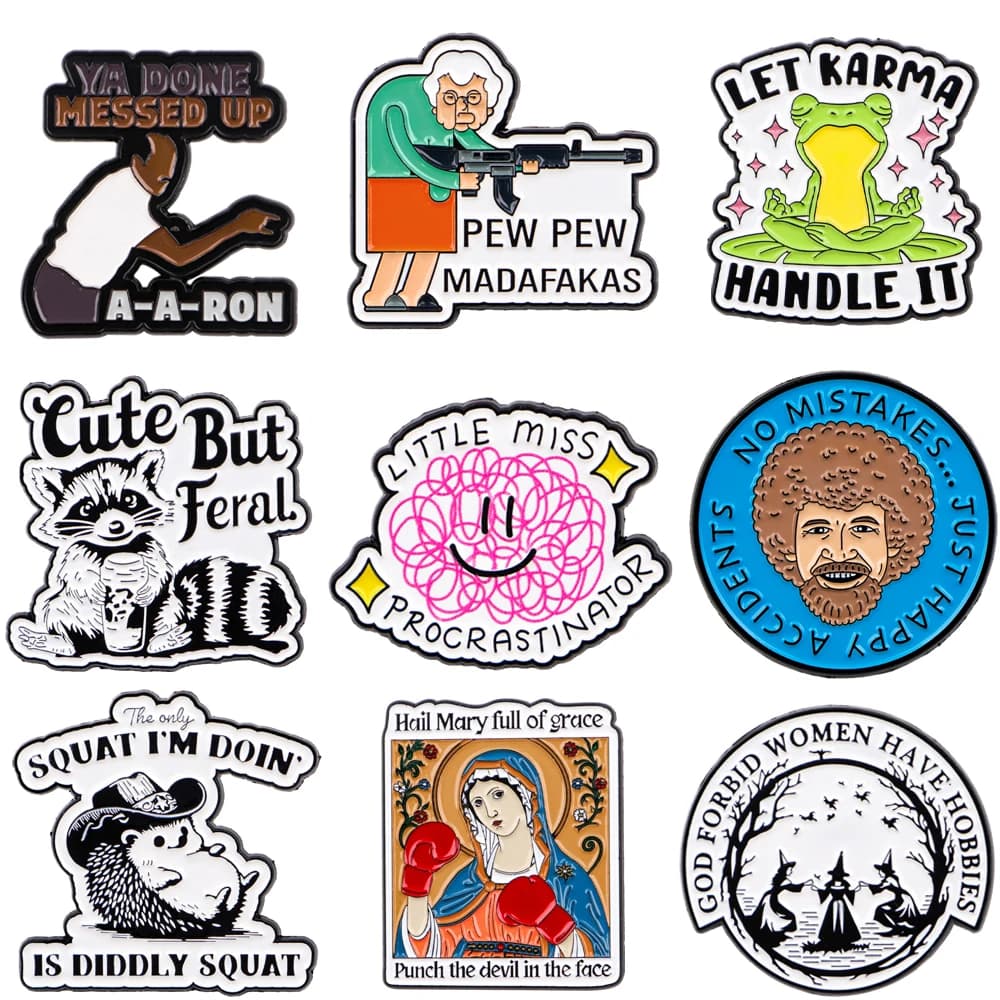 Broches de la serie de citas interesantes en accesorios de ropa, mochila, broche de aleación, insignia, alfileres de solapa esmaltados
