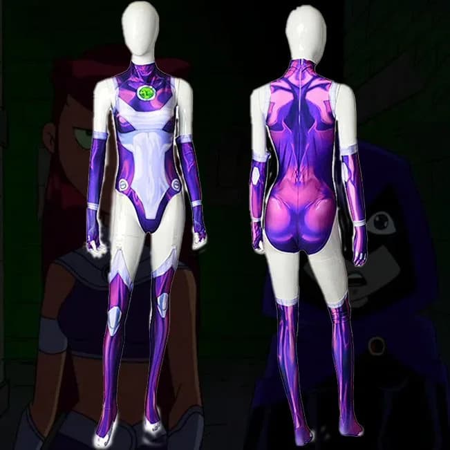 Traje de Superhéroe Starfire, Mono Zentai, Disfraz de Cosplay de Anime para Halloween, Atuendo Sexy para Mujeres, Carnaval y Fiestas