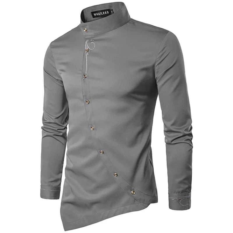 Camisas Goticas Hombre Mens Irregular Button Shirts Elegant Embroidery Social Dress Shirt Men Streetwear Clothing Chemises Tops