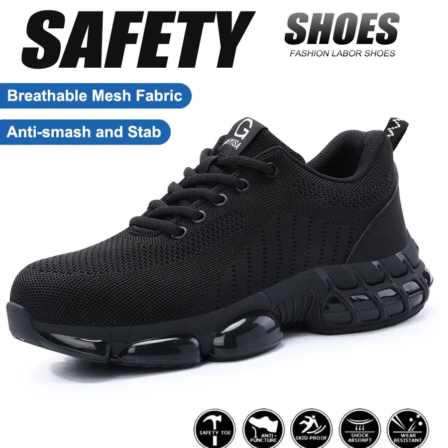 Steel Toe Safety Shoes for Men Women Comfortable Breathable Non Slip Work Shoes Security Protective Shoes Comfortable Sneakers 