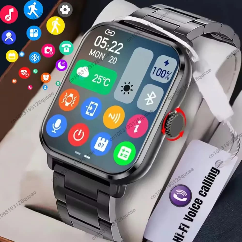 Reloj Inteligente para Android e iOS, Pantalla HD de 2.01 Pulgadas, Llamadas Bluetooth, Alertas de Mensajes, Música, Deportes, Reloj Inteligente para Hombres y Mujeres, Regalo Ht30