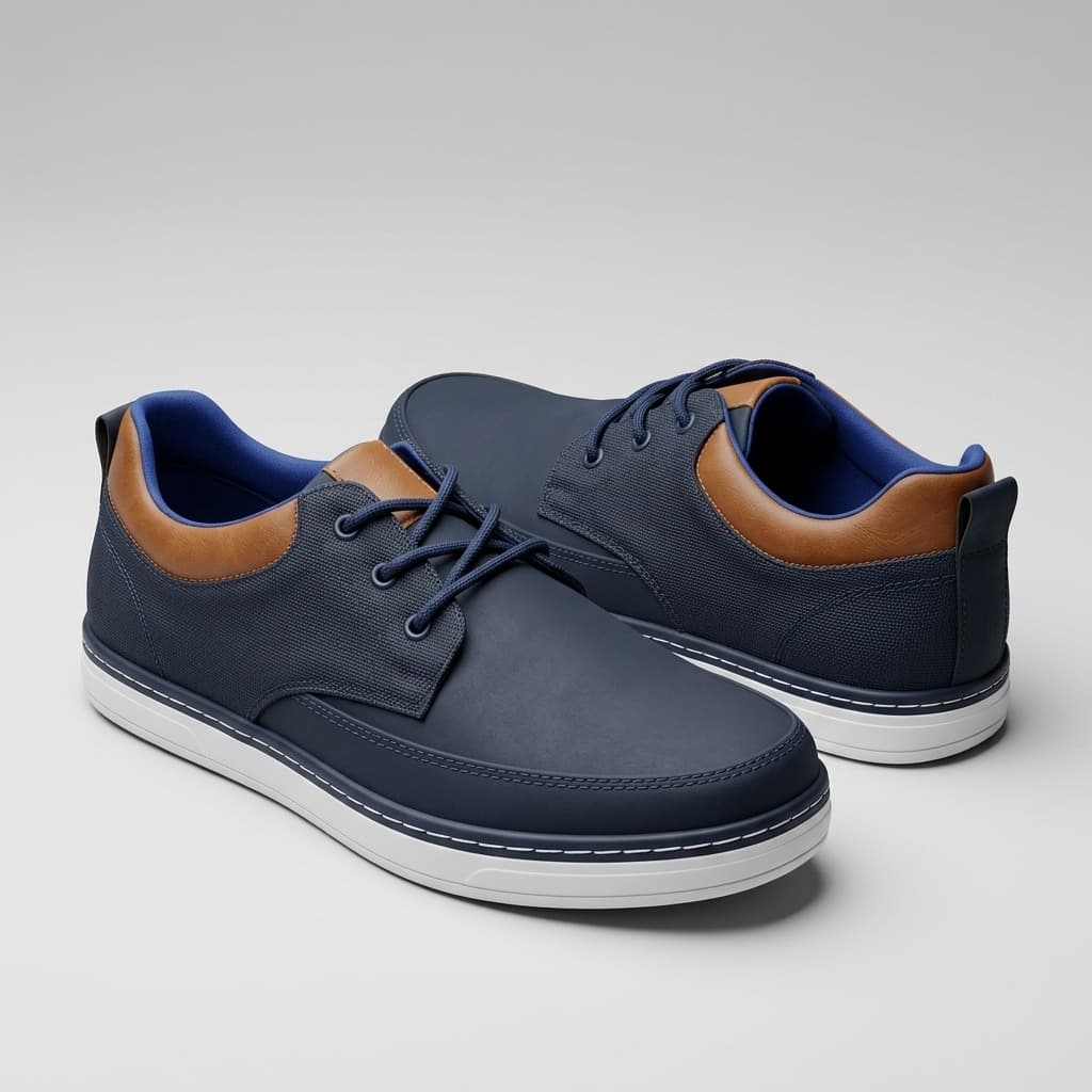Zapatos Casual Urbanos Bata - Azul Marino con Detalles en Marrón Talla 41